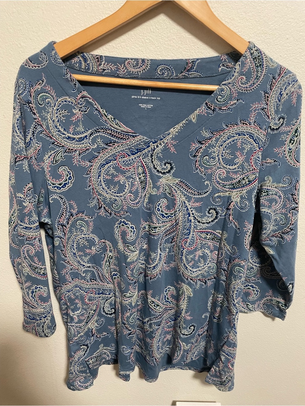 J.Jill blue paisley floral blouse size Large